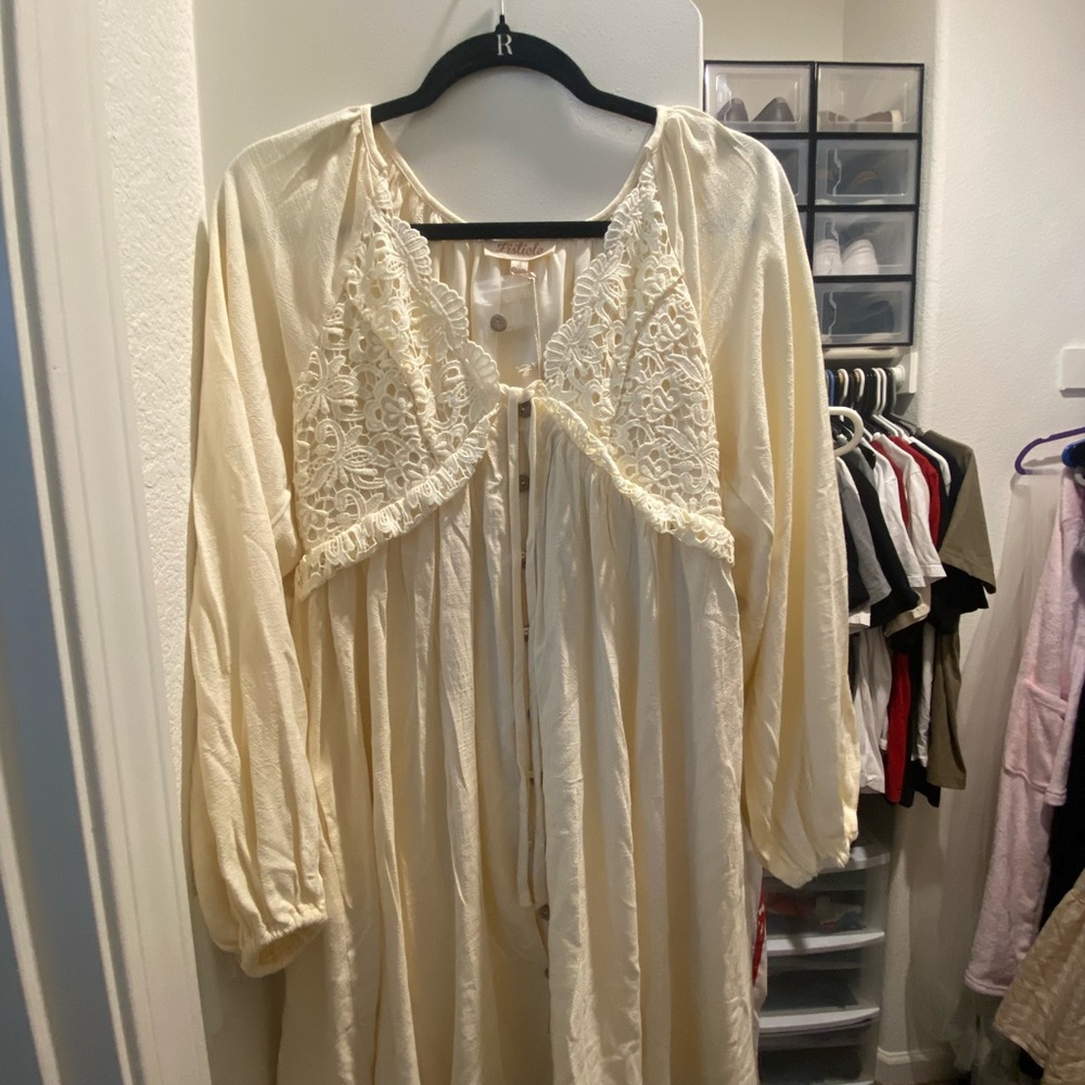Beige Crochet Lace Button Front Maternity Dress - Never Worn, Tags on